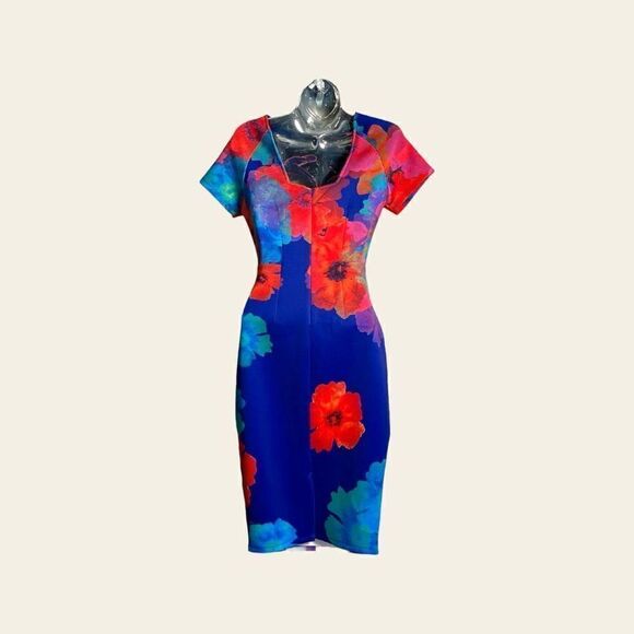 Felicity & Coco Women’s Small Lizette Floral Multicolor Pencil Dress - Picture 3 of 7